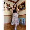 image:imagePRETTYGARDEN Womens Ditzy Floral Print Midi Skirt Boho Elastic High Waist Long Skirts for Women Trendy High Low HemFloral Black
