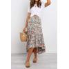 image:imagePRETTYGARDEN Womens Ditzy Floral Print Midi Skirt Boho Elastic High Waist Long Skirts for Women Trendy High Low HemFloral Black
