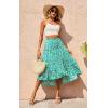 image:imagePRETTYGARDEN Womens Ditzy Floral Print Midi Skirt Boho Elastic High Waist Long Skirts for Women Trendy High Low HemGreen