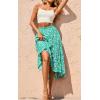 image:imagePRETTYGARDEN Womens Ditzy Floral Print Midi Skirt Boho Elastic High Waist Long Skirts for Women Trendy High Low HemGreen