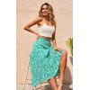 image:imagePRETTYGARDEN Womens Ditzy Floral Print Midi Skirt Boho Elastic High Waist Long Skirts for Women Trendy High Low HemGreen