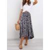 image:imagePRETTYGARDEN Womens Ditzy Floral Print Midi Skirt Boho Elastic High Waist Long Skirts for Women Trendy High Low HemNavy