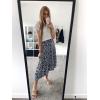 image:imagePRETTYGARDEN Womens Ditzy Floral Print Midi Skirt Boho Elastic High Waist Long Skirts for Women Trendy High Low HemNavy