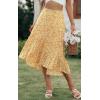 image:imagePRETTYGARDEN Womens Ditzy Floral Print Midi Skirt Boho Elastic High Waist Long Skirts for Women Trendy High Low HemOyellow