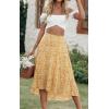 image:imagePRETTYGARDEN Womens Ditzy Floral Print Midi Skirt Boho Elastic High Waist Long Skirts for Women Trendy High Low HemOyellow