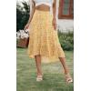 image:imagePRETTYGARDEN Womens Ditzy Floral Print Midi Skirt Boho Elastic High Waist Long Skirts for Women Trendy High Low HemOyellow