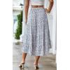 image:imagePRETTYGARDEN Womens Ditzy Floral Print Midi Skirt Boho Elastic High Waist Long Skirts for Women Trendy High Low HemPblue White