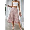 image:imagePRETTYGARDEN Womens Ditzy Floral Print Midi Skirt Boho Elastic High Waist Long Skirts for Women Trendy High Low HemPred White