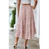 image:imagePRETTYGARDEN Womens Ditzy Floral Print Midi Skirt Boho Elastic High Waist Long Skirts for Women Trendy High Low HemPred White