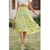 image:imagePRETTYGARDEN Womens Ditzy Floral Print Midi Skirt Boho Elastic High Waist Long Skirts for Women Trendy High Low HemQwhite Green