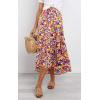 image:imagePRETTYGARDEN Womens Ditzy Floral Print Midi Skirt Boho Elastic High Waist Long Skirts for Women Trendy High Low HemQwhite Purple