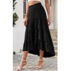 image:imagePRETTYGARDEN Womens Ditzy Floral Print Midi Skirt Boho Elastic High Waist Long Skirts for Women Trendy High Low HemSblack