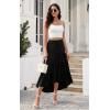 image:imagePRETTYGARDEN Womens Ditzy Floral Print Midi Skirt Boho Elastic High Waist Long Skirts for Women Trendy High Low HemSblack