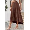image:imagePRETTYGARDEN Womens Ditzy Floral Print Midi Skirt Boho Elastic High Waist Long Skirts for Women Trendy High Low HemSbrown
