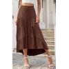 image:imagePRETTYGARDEN Womens Ditzy Floral Print Midi Skirt Boho Elastic High Waist Long Skirts for Women Trendy High Low HemSbrown