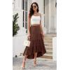 image:imagePRETTYGARDEN Womens Ditzy Floral Print Midi Skirt Boho Elastic High Waist Long Skirts for Women Trendy High Low HemSbrown
