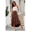 image:imagePRETTYGARDEN Womens Ditzy Floral Print Midi Skirt Boho Elastic High Waist Long Skirts for Women Trendy High Low HemSbrown