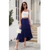 image:imagePRETTYGARDEN Womens Ditzy Floral Print Midi Skirt Boho Elastic High Waist Long Skirts for Women Trendy High Low HemSnavy