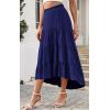 image:imagePRETTYGARDEN Womens Ditzy Floral Print Midi Skirt Boho Elastic High Waist Long Skirts for Women Trendy High Low HemSnavy