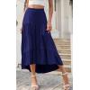image:imagePRETTYGARDEN Womens Ditzy Floral Print Midi Skirt Boho Elastic High Waist Long Skirts for Women Trendy High Low HemSnavy