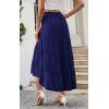 image:imagePRETTYGARDEN Womens Ditzy Floral Print Midi Skirt Boho Elastic High Waist Long Skirts for Women Trendy High Low HemSnavy