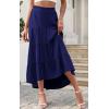 image:imagePRETTYGARDEN Womens Ditzy Floral Print Midi Skirt Boho Elastic High Waist Long Skirts for Women Trendy High Low HemSnavy
