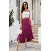 image:imagePRETTYGARDEN Womens Ditzy Floral Print Midi Skirt Boho Elastic High Waist Long Skirts for Women Trendy High Low HemSrose Red