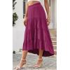 image:imagePRETTYGARDEN Womens Ditzy Floral Print Midi Skirt Boho Elastic High Waist Long Skirts for Women Trendy High Low HemSrose Red