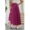 image:imagePRETTYGARDEN Womens Ditzy Floral Print Midi Skirt Boho Elastic High Waist Long Skirts for Women Trendy High Low HemSrose Red