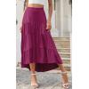 image:imagePRETTYGARDEN Womens Ditzy Floral Print Midi Skirt Boho Elastic High Waist Long Skirts for Women Trendy High Low HemSrose Red