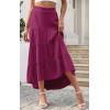 image:imagePRETTYGARDEN Womens Ditzy Floral Print Midi Skirt Boho Elastic High Waist Long Skirts for Women Trendy High Low HemSrose Red