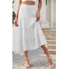 image:imagePRETTYGARDEN Womens Ditzy Floral Print Midi Skirt Boho Elastic High Waist Long Skirts for Women Trendy High Low HemSwhite