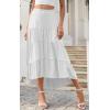 image:imagePRETTYGARDEN Womens Ditzy Floral Print Midi Skirt Boho Elastic High Waist Long Skirts for Women Trendy High Low HemSwhite