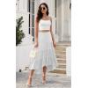 image:imagePRETTYGARDEN Womens Ditzy Floral Print Midi Skirt Boho Elastic High Waist Long Skirts for Women Trendy High Low HemSwhite