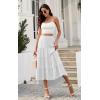 image:imagePRETTYGARDEN Womens Ditzy Floral Print Midi Skirt Boho Elastic High Waist Long Skirts for Women Trendy High Low HemSwhite