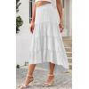 image:imagePRETTYGARDEN Womens Ditzy Floral Print Midi Skirt Boho Elastic High Waist Long Skirts for Women Trendy High Low HemSwhite