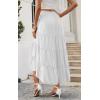 image:imagePRETTYGARDEN Womens Ditzy Floral Print Midi Skirt Boho Elastic High Waist Long Skirts for Women Trendy High Low HemSwhite