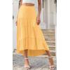 image:imagePRETTYGARDEN Womens Ditzy Floral Print Midi Skirt Boho Elastic High Waist Long Skirts for Women Trendy High Low HemSyellow