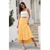 image:imagePRETTYGARDEN Womens Ditzy Floral Print Midi Skirt Boho Elastic High Waist Long Skirts for Women Trendy High Low HemSyellow
