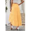 image:imagePRETTYGARDEN Womens Ditzy Floral Print Midi Skirt Boho Elastic High Waist Long Skirts for Women Trendy High Low HemSyellow