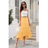 image:imagePRETTYGARDEN Womens Ditzy Floral Print Midi Skirt Boho Elastic High Waist Long Skirts for Women Trendy High Low HemSyellow