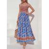 image:imagePRETTYGARDEN Womens Floral Maxi Dress Boho Casual 2026 Summer Spaghetti Strap Smocked Sleeveless Flowy Beach Vacation DressesBlue