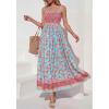 image:imagePRETTYGARDEN Womens Floral Maxi Dress Boho Casual 2026 Summer Spaghetti Strap Smocked Sleeveless Flowy Beach Vacation DressesLight Blue