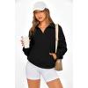 image:imagePRETTYGARDEN Womens Half Zip Oversized Sweatshirts Fleece Hoodies 2026 Trendy Long Sleeve Pullover Tops Y2k Spring OutfitsBlack