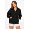 image:imagePRETTYGARDEN Womens Half Zip Oversized Sweatshirts Fleece Hoodies 2026 Trendy Long Sleeve Pullover Tops Y2k Spring OutfitsBlack