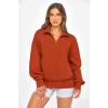 image:imagePRETTYGARDEN Womens Half Zip Oversized Sweatshirts Fleece Hoodies 2026 Trendy Long Sleeve Pullover Tops Y2k Spring OutfitsBrick Red