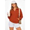 image:imagePRETTYGARDEN Womens Half Zip Oversized Sweatshirts Fleece Hoodies 2026 Trendy Long Sleeve Pullover Tops Y2k Spring OutfitsBrick Red