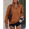 image:imagePRETTYGARDEN Womens Half Zip Oversized Sweatshirts Fleece Hoodies 2026 Trendy Long Sleeve Pullover Tops Y2k Spring OutfitsBrown