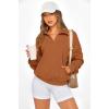 image:imagePRETTYGARDEN Womens Half Zip Oversized Sweatshirts Fleece Hoodies 2026 Trendy Long Sleeve Pullover Tops Y2k Spring OutfitsBrown