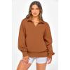 image:imagePRETTYGARDEN Womens Half Zip Oversized Sweatshirts Fleece Hoodies 2026 Trendy Long Sleeve Pullover Tops Y2k Spring OutfitsBrown